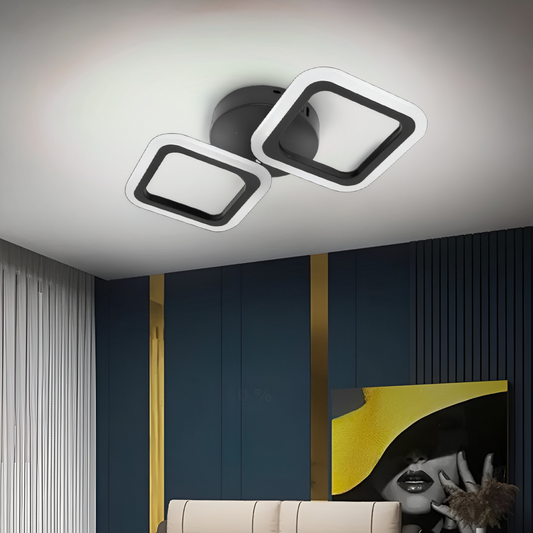 Żyrandol LED PULSARIS 27W, 2 kwadraty, światło zimne/ciepłe/neutralne, czarne żyrandole LED Domyślny tytuł Alessandro Design