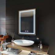 Lustro dotykowe Kariri LED, 60x80 cm, funkcja odmgławiania, lustra ze szczotkowaną ramą w kolorze złotej róży Korman E Domyślny tytuł Alessandro Design