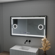 Lustro LED MotionGlow Domingo czujnik z funkcją odmgławiania Termometr Zegar 120x65 cm Możliwość przyciemniania Światło zimne/ciepłe/neutralne, Szczotkowana czarna ramka, kolekcja Marcello Funghi Lustra Marcello Domyślny tytuł Alessandro Design