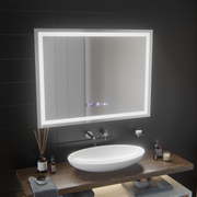 Prostokątne lustro LED, 100x75 cm, Verite MotionGlow Marcello, system usuwania zamglenia, zegar i termometr, przyciemniane lustra Marcello Tytuł domyślny Alessandro Design