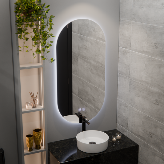 Owalne lusterko LED, 50 x 100 cm, Velara Touch, System Dismantile, Darkable