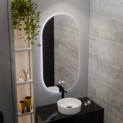Owalne lusterko LED, 50 x 100 cm, Velara Touch, System Dismantile, Darkable
