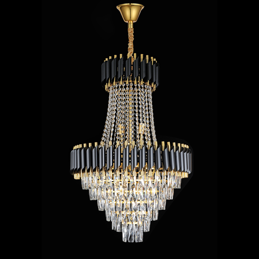 Żyrandol kryształowy CC900/800X1200, 23xE14, średnica 80 cm, wysokość 120 cm, błyszczące złoto i czerń, regulowana wysokość, elegancki wygląd Żyrandole kryształowe Domyślny tytuł Alessandro Design
