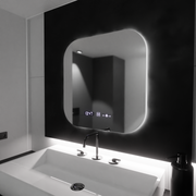 Prostokątne lustro LED 60x60 Aura Riflesso Puro MotionGlow Marcello, system odmgławiania, termometr i zegar, ściemniane lustra Marcello Domyślny tytuł Alessandro Design