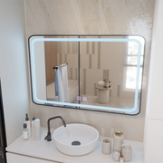 Prostokątne lustro LED 100x65cm EDGE Touch Demister System, czarna ramka