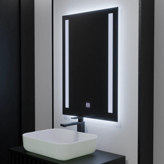 Prostokątne lustro LED, 50x70 cm, podwójne oświetlenie Basic Touch Lustra LED Domyślny tytuł Alessandro Design