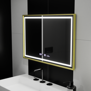 Prostokątne lustro LED, 120x80cm, Verite Royale Gold MotionGlow Marcello, system odmgławiania, zegar i termometr, przyciemniane lustra Marcello Domyślny tytuł Alessandro Design