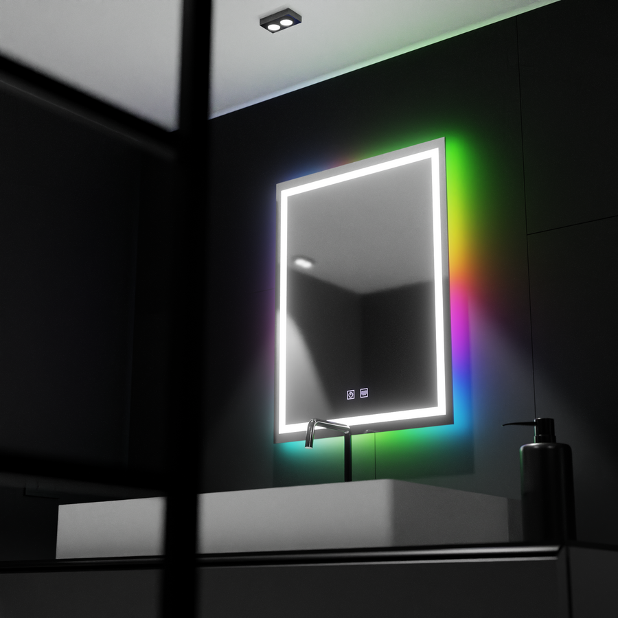 Prostokątne lustro LED 60X80cm, Spectrum Touch, RGB, system odmgławiania Lustra Korman E Domyślny tytuł Alessandro Design