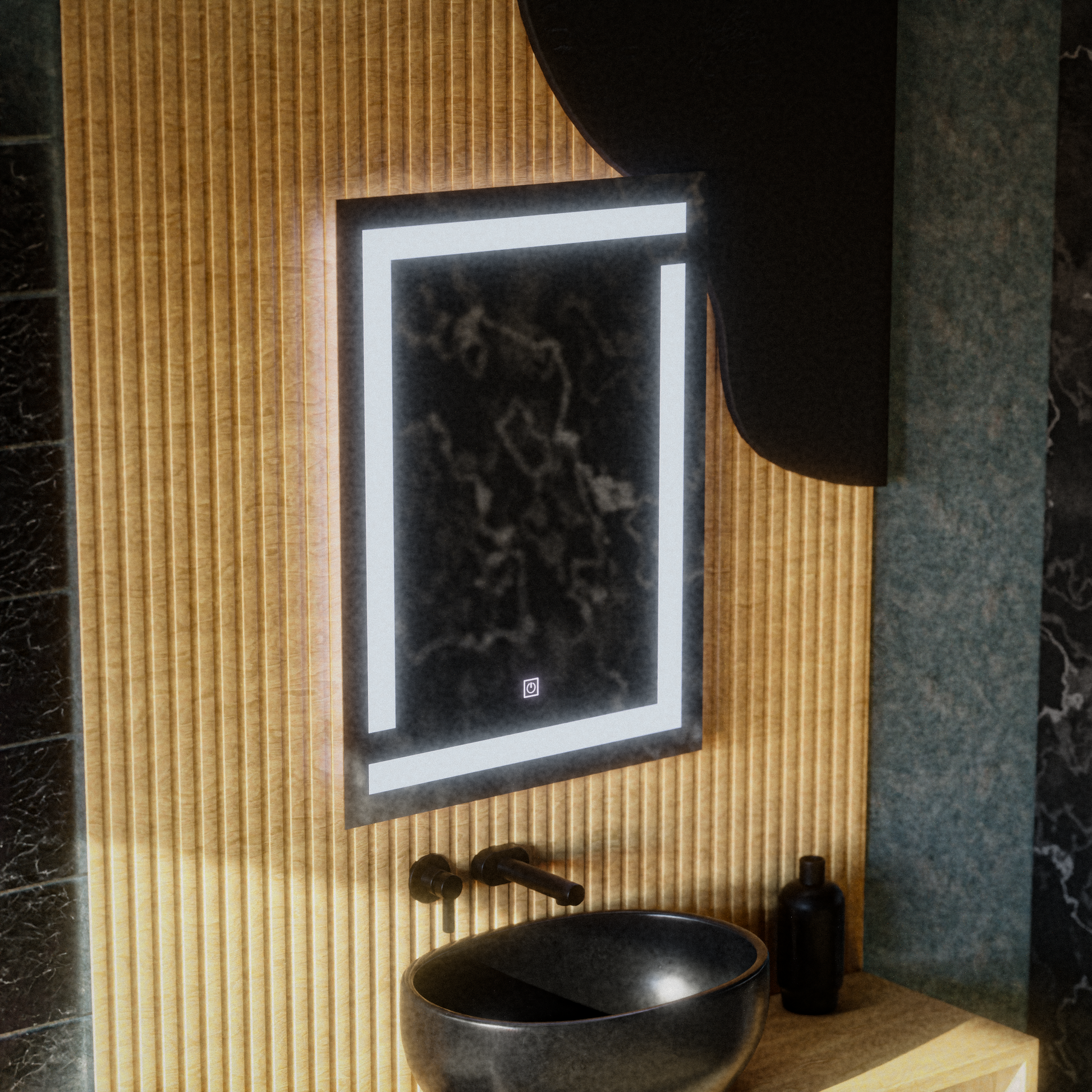 Giga LED Mirror, 60x80cm, 14W, Touch, 6000K Light Korman Mirrors E Domyślny tytuł Alessandro Design