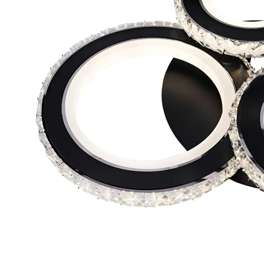 Żyrandol LED z pilotem i kryształem NOVA ROTONDA RGB 68W, 4 koła, światło zimne/ciepłe/neutralne, możliwość przyciemniania, żyrandole LED z czarnego kryształu Domyślny tytuł Alessandro Design