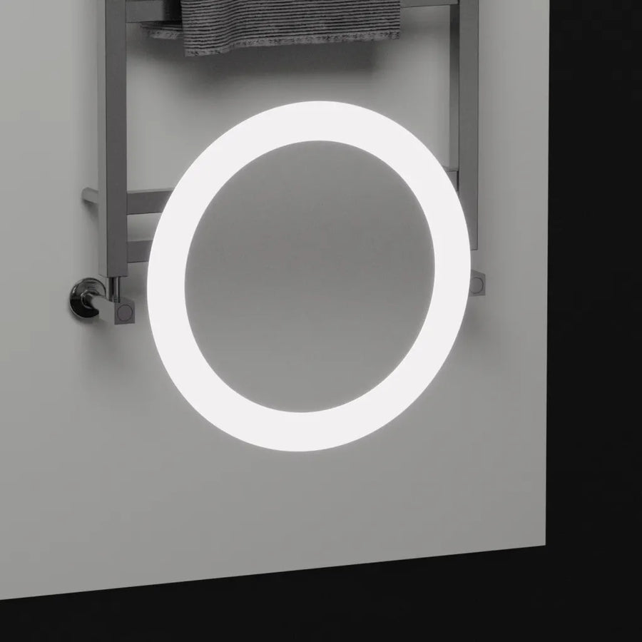 Prostokątne lustro LED, 60x80 cm, Precision MotionGlow Marcello, system usuwania zamglenia, zegar i termometr, lupa kosmetyczna, przyciemniane lustra Marcello Domyślny tytuł Alessandro Design