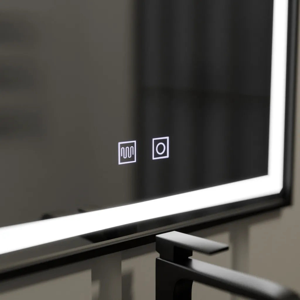 Prostokątne lustro LED 60x90cm EDGE Touch Demister System, lustra z czarną ramką Korman E Domyślny tytuł Alessandro Design