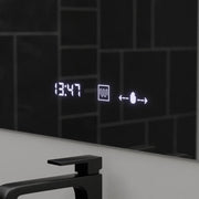Prostokątne lustro LED, 120x80cm, ABSOLU MotionGlow Marcello, system odmgławiania, zegar i termometr, lupa kosmetyczna, przyciemniane lustra Marcello Domyślny tytuł Alessandro Design