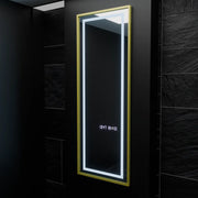 Prostokątne lustro LED, 45x140 cm, czujnik radarowy Elena Marcello, system przeciwmgielny, zegar i termometr, Dimabila, lustra Dressing Couture Domyślny tytuł Alessandro Design