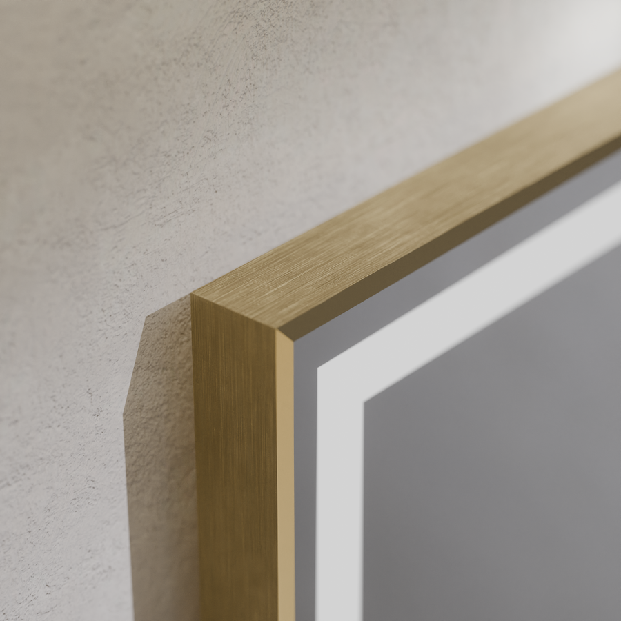 Prostokątne lustro LED, 60x80 cm, Verite Royale Gold MotionGlow Marcello, system odmgławiania, zegar i termometr, przyciemniane lustra Marcello Domyślny tytuł Alessandro Design
