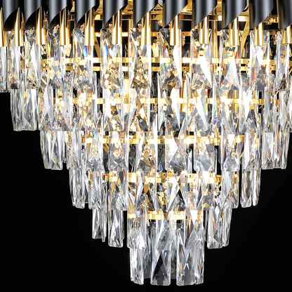 Żyrandol kryształowy CC900/800X1200, 23xE14, średnica 80 cm, wysokość 120 cm, błyszczące złoto i czerń, regulowana wysokość, elegancki wygląd Żyrandole kryształowe Domyślny tytuł Alessandro Design