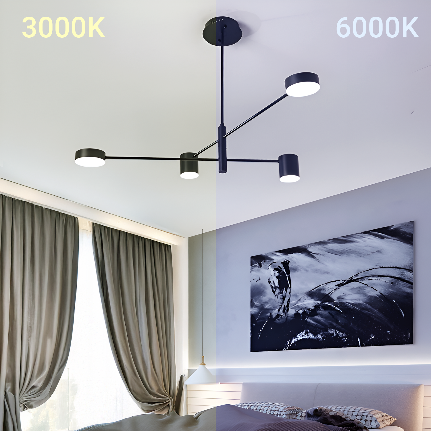 Żyrandol LED GALIOS 48W, 4 elementy, światło zimne/ciepłe/neutralne, czarne nowoczesne żyrandole Domyślny tytuł Alessandro Design