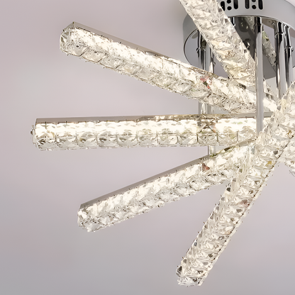 Żyrandol LED z pilotem LUELLA 79W 5 elementów, liniowy, światło zimne/ciepłe/neutralne, możliwość przyciemniania, srebrny kryształowy żyrandol LED Domyślny tytuł Alessandro Design