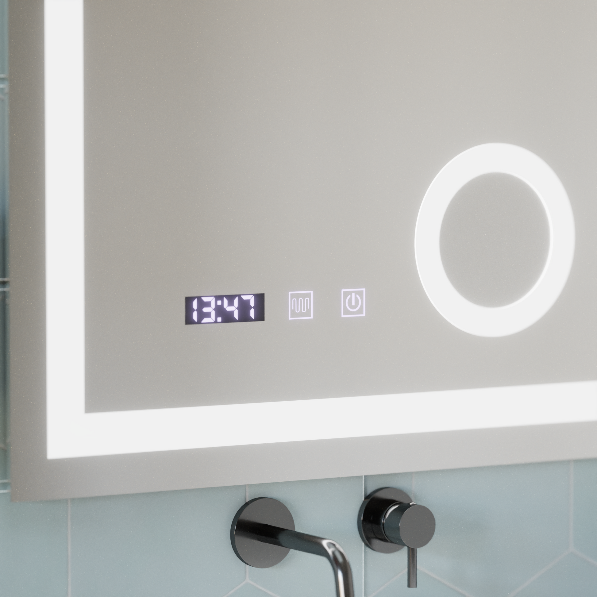 Lustro dotykowe LED NIVERA System odmgławiania, zegar i temperatura 60x80 cm Lustra kosmetyczne Lustra Korman S Domyślny tytuł Alessandro Design