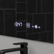Prostokątne lustro LED, 80x60cm, ABSOLU MotionGlow Marcello, system odmgławiania, zegar i termometr, lupa kosmetyczna, przyciemniane lustra Marcello Domyślny tytuł Alessandro Design