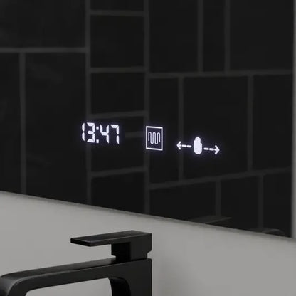 Prostokątne lustro LED, 80x60cm, ABSOLU MotionGlow Marcello, system odmgławiania, zegar i termometr, lupa kosmetyczna, przyciemniane lustra Marcello Domyślny tytuł Alessandro Design