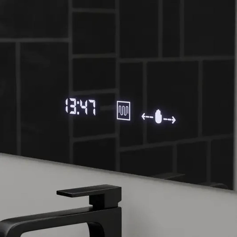 Prostokątne lustro LED, 80x60cm, ABSOLU MotionGlow Marcello, system odmgławiania, zegar i termometr, lupa kosmetyczna, przyciemniane lustra Marcello Domyślny tytuł Alessandro Design