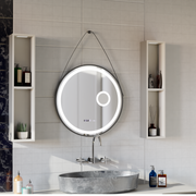 Okrągłe lustro LED, 11 W, 60 cm, czujnik Micah Marcello MotionGlow, system odmgławiania, zegar i termometr, lupa kosmetyczna, przyciemniane lustra Marcello Domyślny tytuł Alessandro Design