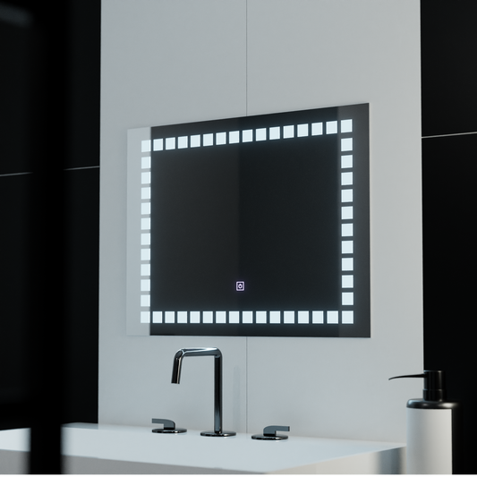 Prostokątne lustro LED, 80x60cm, oświetlenie siatkowe Basic Touch Lustra Korman C Domyślny tytuł Alessandro Design