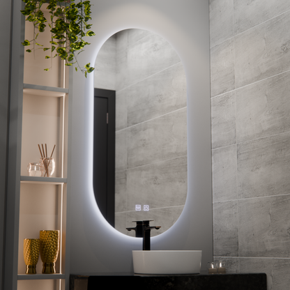 Owalne lusterko LED, 50 x 100 cm, Velara Touch, System Dismantile, Darkable