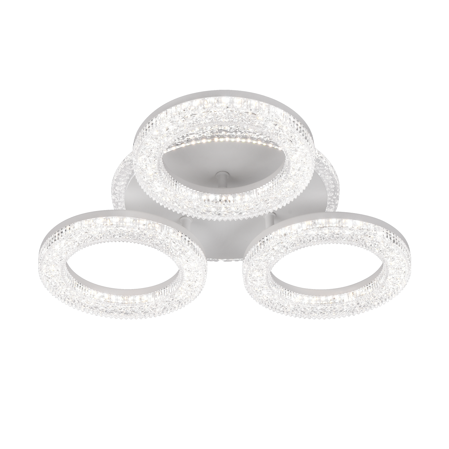 Żyrandol LED FREJA z pilotem, 50W, 3000K/4000K/6000K, możliwość przyciemniania, biały, kryształy, 3 koła Żyrandole LED z pilotem Domyślny tytuł Alessandro Design