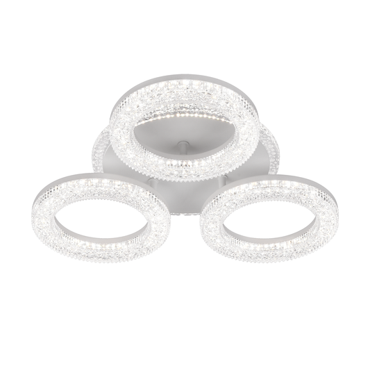 Żyrandol LED FREJA z pilotem, 50W, 3000K/4000K/6000K, możliwość przyciemniania, biały, kryształy, 3 koła Żyrandole LED z pilotem Domyślny tytuł Alessandro Design