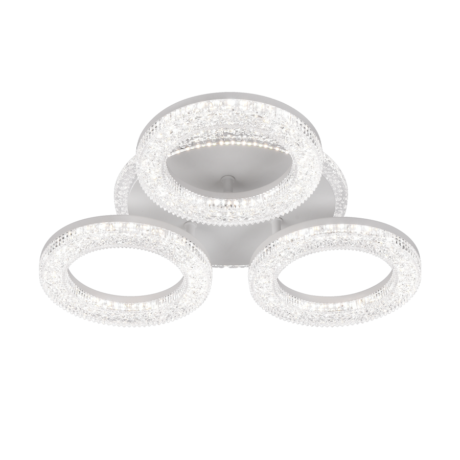 Żyrandol LED FREJA z pilotem, 50W, 3000K/4000K/6000K, możliwość przyciemniania, biały, kryształy, 3 koła Żyrandole LED z pilotem Domyślny tytuł Alessandro Design