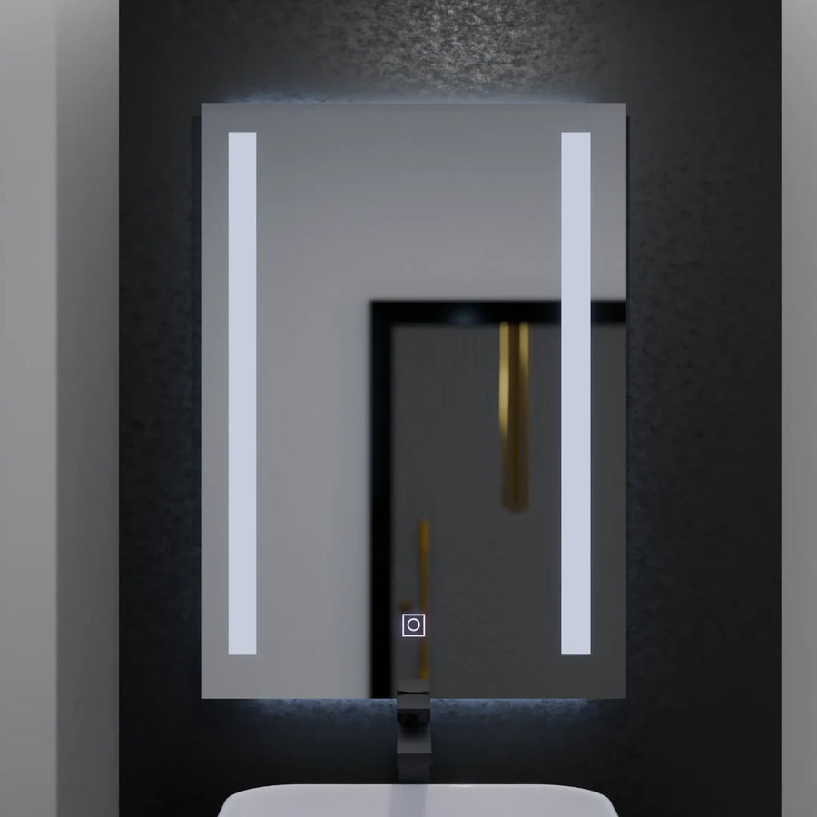 Prostokątne lustro LED, 50x70 cm, podwójne oświetlenie Basic Touch Lustra LED Domyślny tytuł Alessandro Design