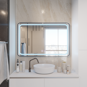 Prostokątne lustro LED 100x65cm EDGE Touch Demister System, lustra z czarną ramką Korman E Domyślny tytuł Alessandro Design