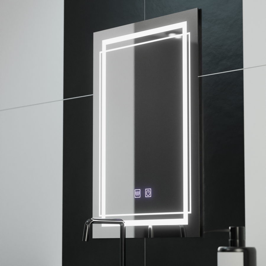 Prostokątne lustro LED, 60x80cm, KOVEN Touch, system odmgławiania, ściemniane lustra Korman E Domyślny tytuł Alessandro Design