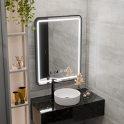 Lustro LED Touch LUCIDA System odmgławiania, zegar i temperatura 50x70 cm Rama Czarne szczotkowane lustra Korman S Domyślny tytuł Alessandro Design