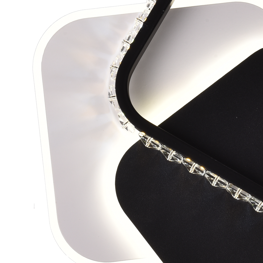 Żyrandol kryształowy LED PRISMIQ 39W, 3 kwadraty, światło zimne/ciepłe/neutralne, czarne żyrandole LED Domyślny tytuł Alessandro Design