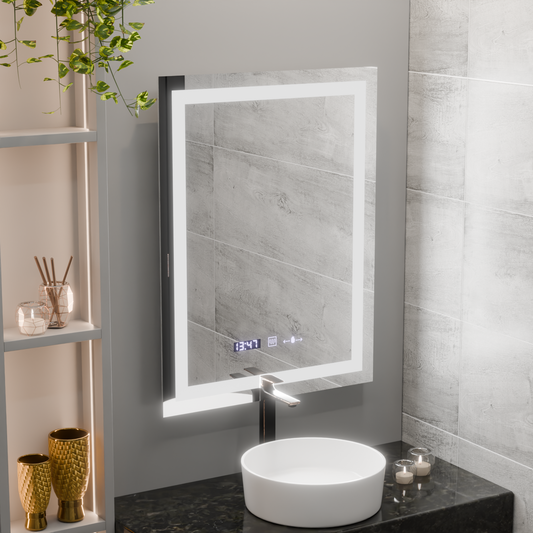 Prostokątne lustro LED, 75x90cm, Verite MotionGlow Marcello, system odmgławiania, zegar i termometr, przyciemniane lustra Marcello Domyślny tytuł Alessandro Design
