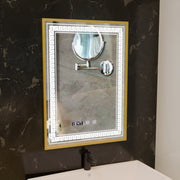 Lustro LED Touch Bruno Demister System, zegar i temperatura 60x80 cm ramka ze szczotkowanego złota, lustra S84/60X80 Korman S Domyślny tytuł Alessandro Design