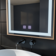 Lustro dotykowe Kariri LED, 60x80 cm, funkcja odmgławiania, lustra ze szczotkowaną ramą w kolorze złotej róży Korman E Domyślny tytuł Alessandro Design