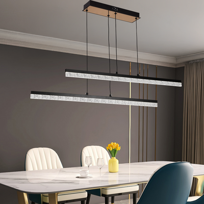 Podwieszany żyrandol LED akrylowy LT181/2BK, 37W, światło 3000/4000/6000K, czarny, regulowana wysokość