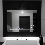 Prostokątne lustro LED, 80x60cm, Harmonie MotionGlow Marcello, system usuwania zamglenia, termometr i zegar, lupa kosmetyczna, przyciemniane lustra Marcello Domyślny tytuł Alessandro Design