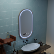 Konrad LED Touch System odmgławiania lusterek, zegar i temperatura 50x80 cm Rama ze szczotkowanego złota, ciepłe, neutralne, zimne światło 3000K/4000K/6000K Lustra Korman S Domyślny tytuł Alessandro Design