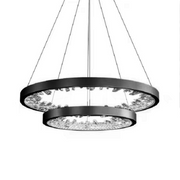 Lustra LED suspendata cu telecomanda, Cristale K9, 73W, 2 Cerc, 60 cm, lumina Rece/Calda/Neutra, Dimabila, Negru, Inaltime Reglabila Lustre Moderne Default Title Alessandro Design