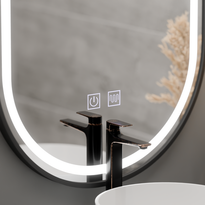 Owalne lustro LED 50x100cm VETRO Touch przyciemniany system odmgławiania, czarna ramka Lustra Korman E Domyślny tytuł Alessandro Design