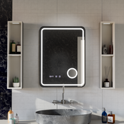 Ulrich LED Touch Lusterko System odmgławiania, zegar i temperatura 75x90 cm Czarna ramka Szczotkowane lusterka kosmetyczne Korman S Domyślny tytuł Alessandro Design