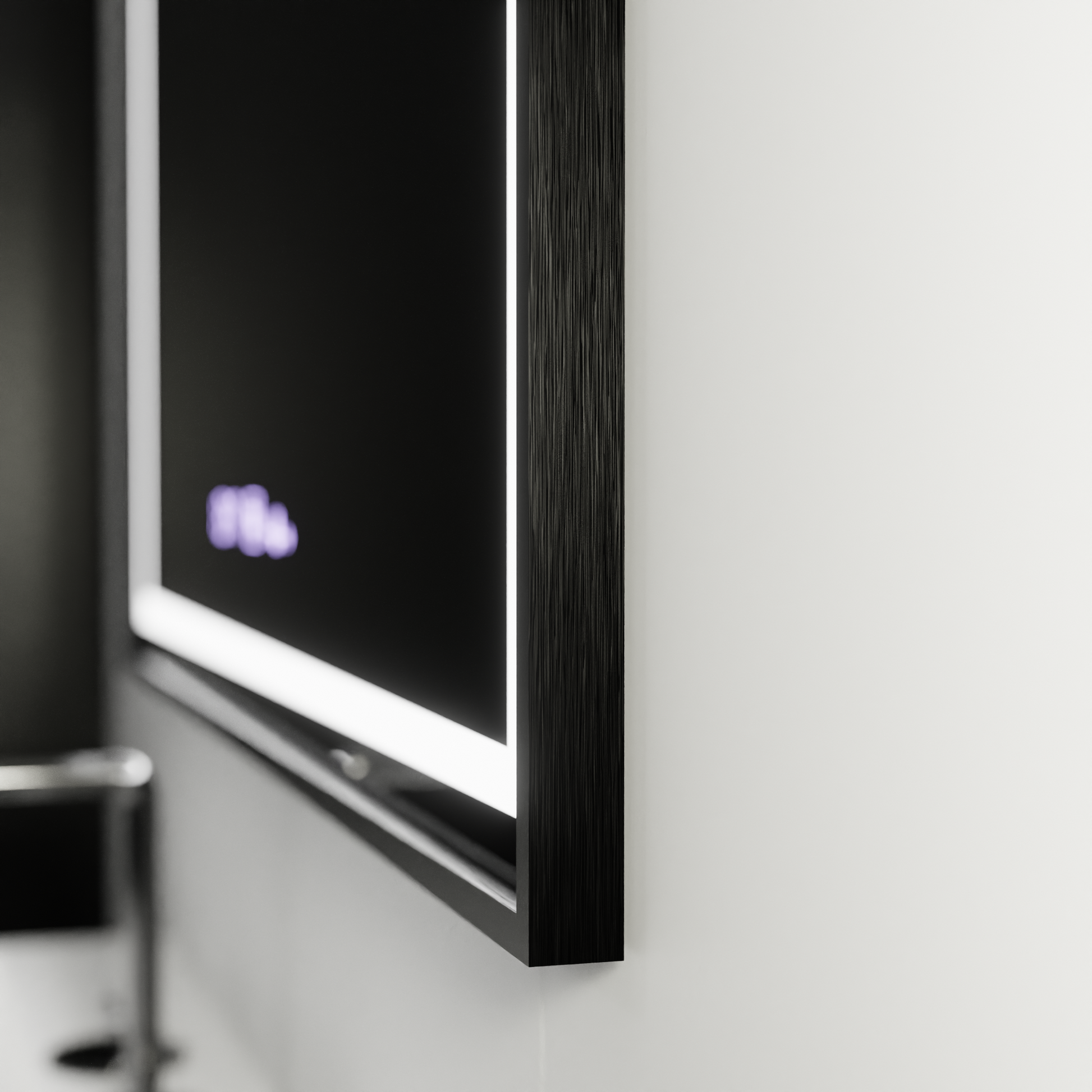 Prostokątne lustro LED, 80x60 cm, Verite Majeste Noir Motion Glow Marcello, system odmgławiania, zegar i termometr, przyciemniane lustra Marcello Domyślny tytuł Alessandro Design