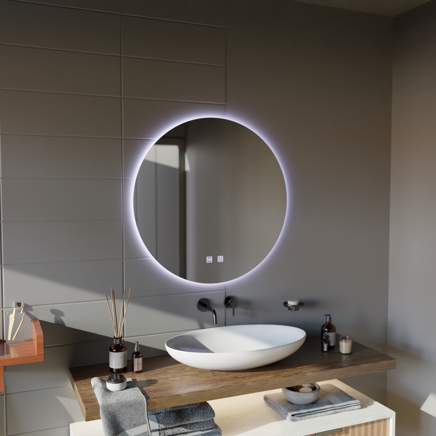 Okrągłe lustro LED, 70cm, Isolda, Touch, Lustra z systemem odmgławiania Korman E Domyślny tytuł Alessandro Design