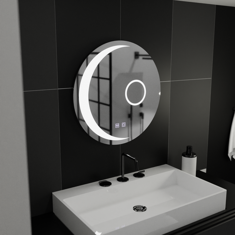 Okrągłe lustro LED, 80 cm, Orbis Touch, system odmgławiania, możliwość przyciemniania, lustra E31S/80X80 Korman E Domyślny tytuł Alessandro Design