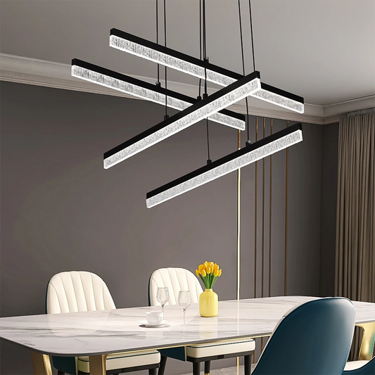 Podwieszany żyrandol LED akrylowy LT181/4BK, 54W, światło 3000/4000/6000K, czarny, regulowana wysokość